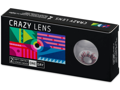 CRAZY LENS - Harlequin Black - lentile zilnice cu dioptrie (2 lentile) - Lentile de contact colorate