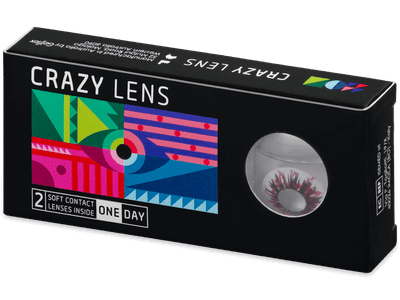 CRAZY LENS - Harlequin Black - lentile zilnice cu dioptrie (2 lentile) - Lentile de contact colorate