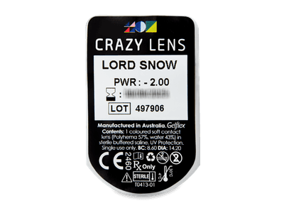 CRAZY LENS - Lord Snow - lentile zilnice cu dioptrie (2 lentile) - Vizualizare ambalaj