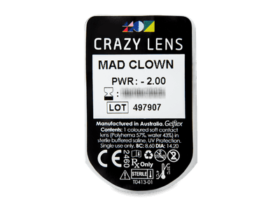 CRAZY LENS - Mad Clown - lentile zilnice cu dioptrie (2 lentile) - Vizualizare ambalaj