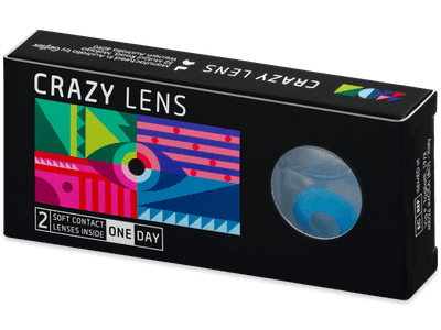 CRAZY LENS - Sky Blue - lentile zilnice cu dioptrie (2 lentile) - Lentile de contact colorate