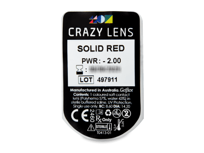 CRAZY LENS - Solid Red - lentile zilnice cu dioptrie (2 lentile) - Vizualizare ambalaj