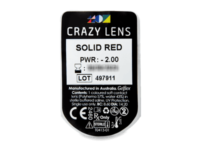 CRAZY LENS - Solid Red - lentile zilnice cu dioptrie (2 lentile) - Vizualizare ambalaj