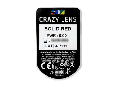 CRAZY LENS - Solid Red - lentile zilnice fără dioptrie (2 lentile) - Vizualizare ambalaj