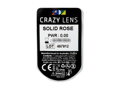 CRAZY LENS - Solid Rose - lentile zilnice fără dioptrie (2 lentile) - Vizualizare ambalaj