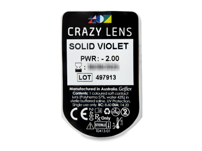 CRAZY LENS - Solid Violet - lentile zilnice cu dioptrie (2 lentile) - Vizualizare ambalaj