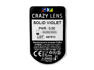 CRAZY LENS - Solid Violet - lentile zilnice fără dioptrie (2 lentile) - Vizualizare ambalaj