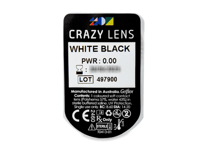 CRAZY LENS - White Black - lentile zilnice fără dioptrie (2 lentile) - Vizualizare ambalaj