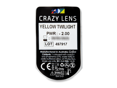 CRAZY LENS - Yellow Twilight - lentile zilnice cu dioptrie (2 lentile) - Vizualizare ambalaj