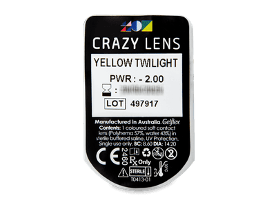 CRAZY LENS - Yellow Twilight - lentile zilnice cu dioptrie (2 lentile) - Vizualizare ambalaj