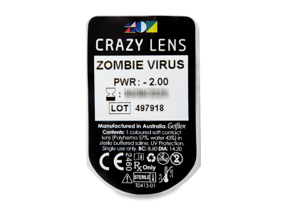 CRAZY LENS - Zombie Virus - lentile zilnice cu dioptrie (2 lentile) - Vizualizare ambalaj