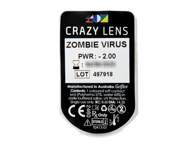 CRAZY LENS - Zombie Virus - lentile zilnice cu dioptrie (2 lentile) - Vizualizare ambalaj