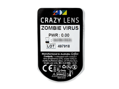 CRAZY LENS - Zombie Virus - lentile zilnice fără dioptrie (2 lentile) - Vizualizare ambalaj