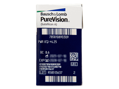 PureVision (6 lentile) - Parametrii lentilei