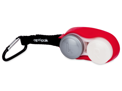 Casetă pentru lentile cu suport - roșie 