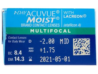 1 Day Acuvue Moist Multifocal (30 lentile) - Parametrii lentilei