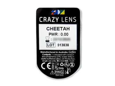 CRAZY LENS - Cheetah - lentile zilnice fără dioptrie (2 lentile) - Vizualizare ambalaj