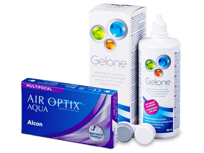 Air Optix Aqua Multifocal (3 lentile) + soluție Gelone 360 ml - Design-ul vechi