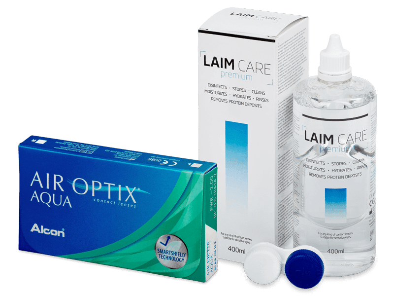 Air Optix Aqua (3 lentile) + soluție Laim Care 400 ml - Výhodný balíček