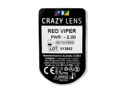 CRAZY LENS - Red Viper - lentile zilnice cu dioptrie (2 lentile) - Vizualizare ambalaj