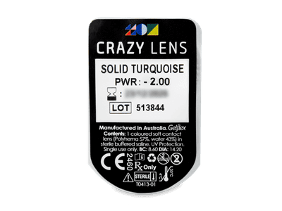 CRAZY LENS - Solid Turquoise - lentile zilnice cu dioptrie (2 lentile) - Vizualizare ambalaj