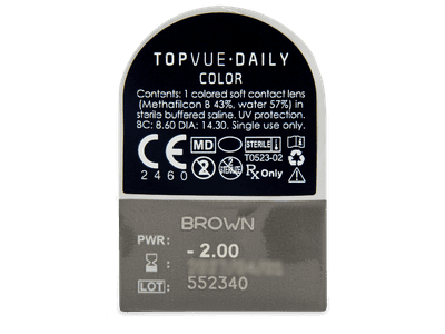 TopVue Daily Color - Brown - lentile zilnice cu dioptrie (2 lentile) - Vizualizare ambalaj