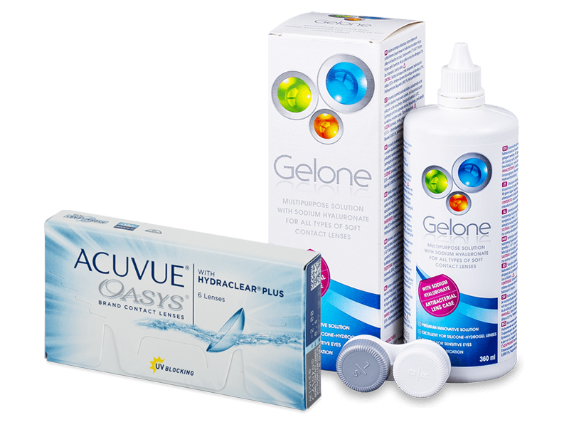 Acuvue Oasys (6 lentile) + soluție Gelone 360 ml - Výhodný balíček