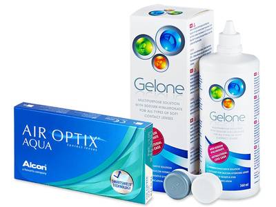 Air Optix Aqua (6 lentile) + soluție Gelone 360 ml - Výhodný balíček