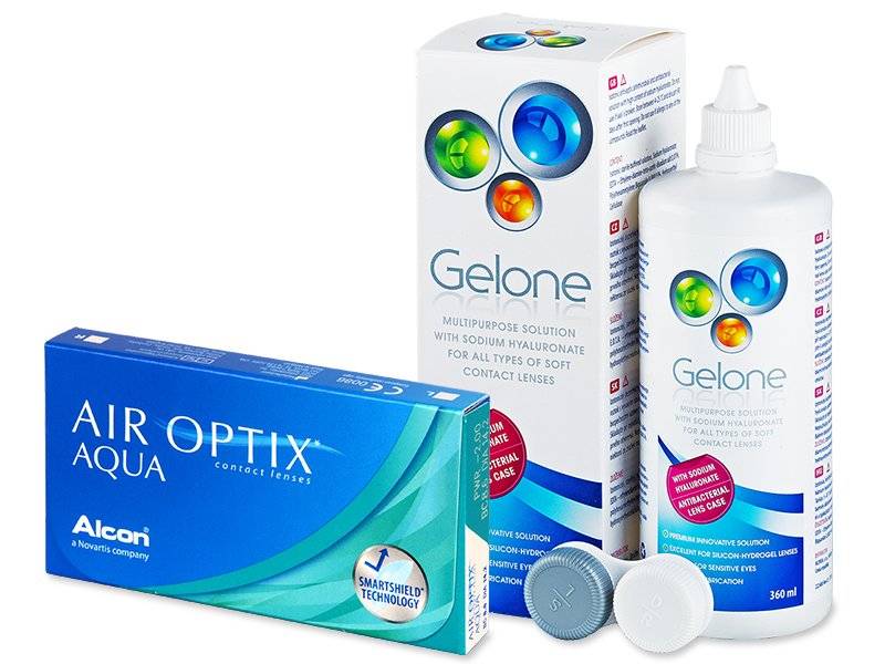 Pachet Air Optix Aqua (6 lentile) + solutie gelone 360 ml