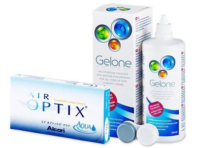 Air Optix Aqua (6 lentile) + soluție Gelone 360 ml - Design-ul vechi