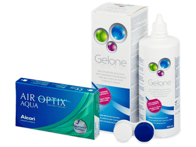 Air Optix Aqua (6 lentile) + soluție Gelone 360 ml - Výhodný balíček