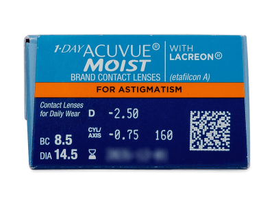 1 Day Acuvue Moist for Astigmatism (30 lentile) - Parametrii lentilei